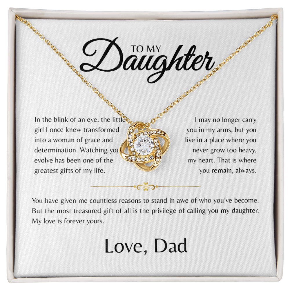 To My Daughter | In The Blink Of An Eye | Love Knot Necklace