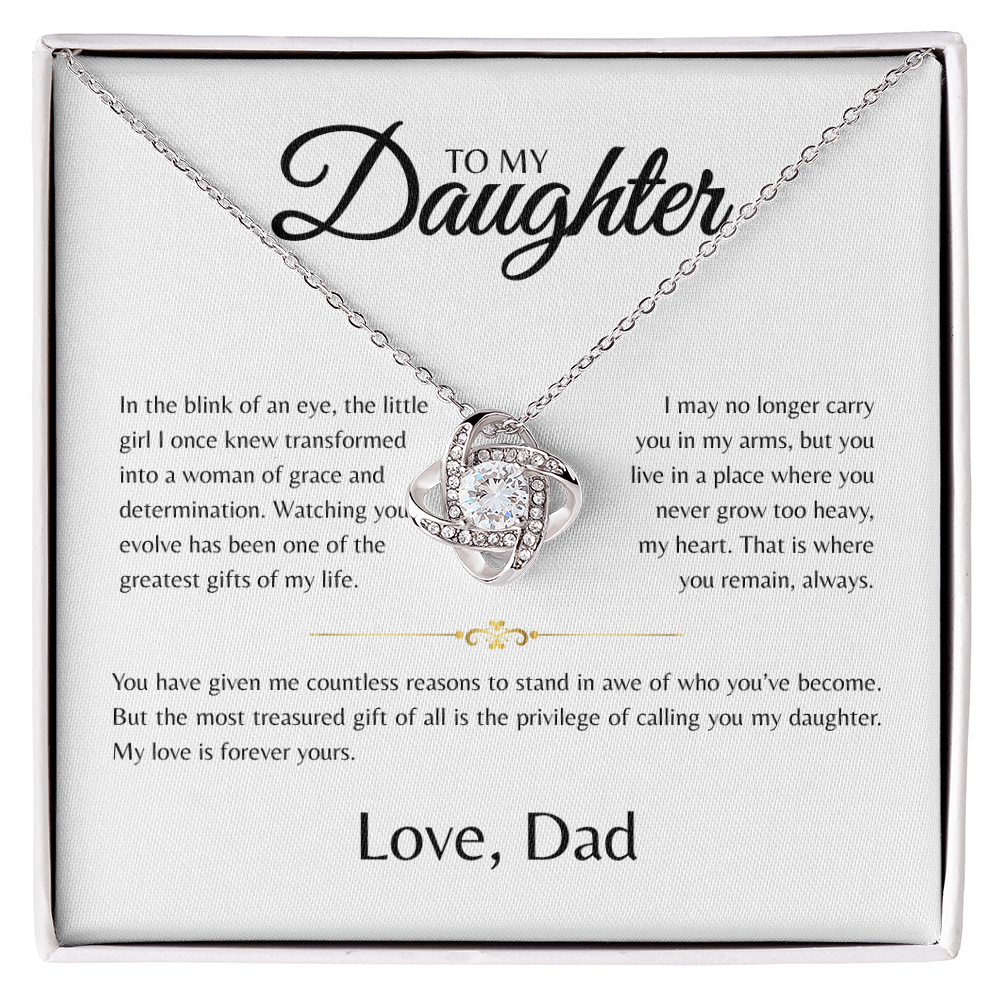 To My Daughter | In The Blink Of An Eye | Love Knot Necklace